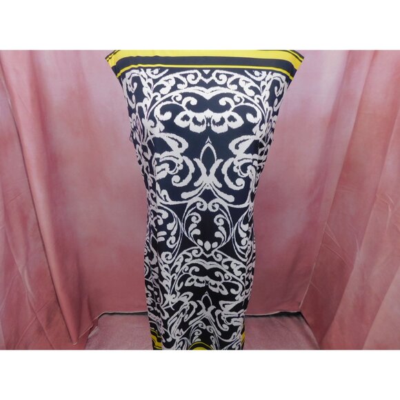 Jessica Howard Size M Woman's Black White Yellow Sleeveless Shift Dress - Picture 4 of 11